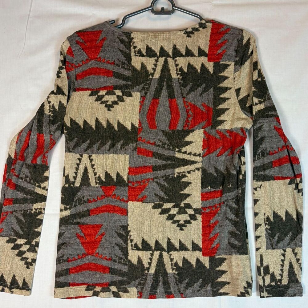 Lauren-Ralph Lauren Aztec Tribal Print Long Sleeve Women's Size Large Sweater